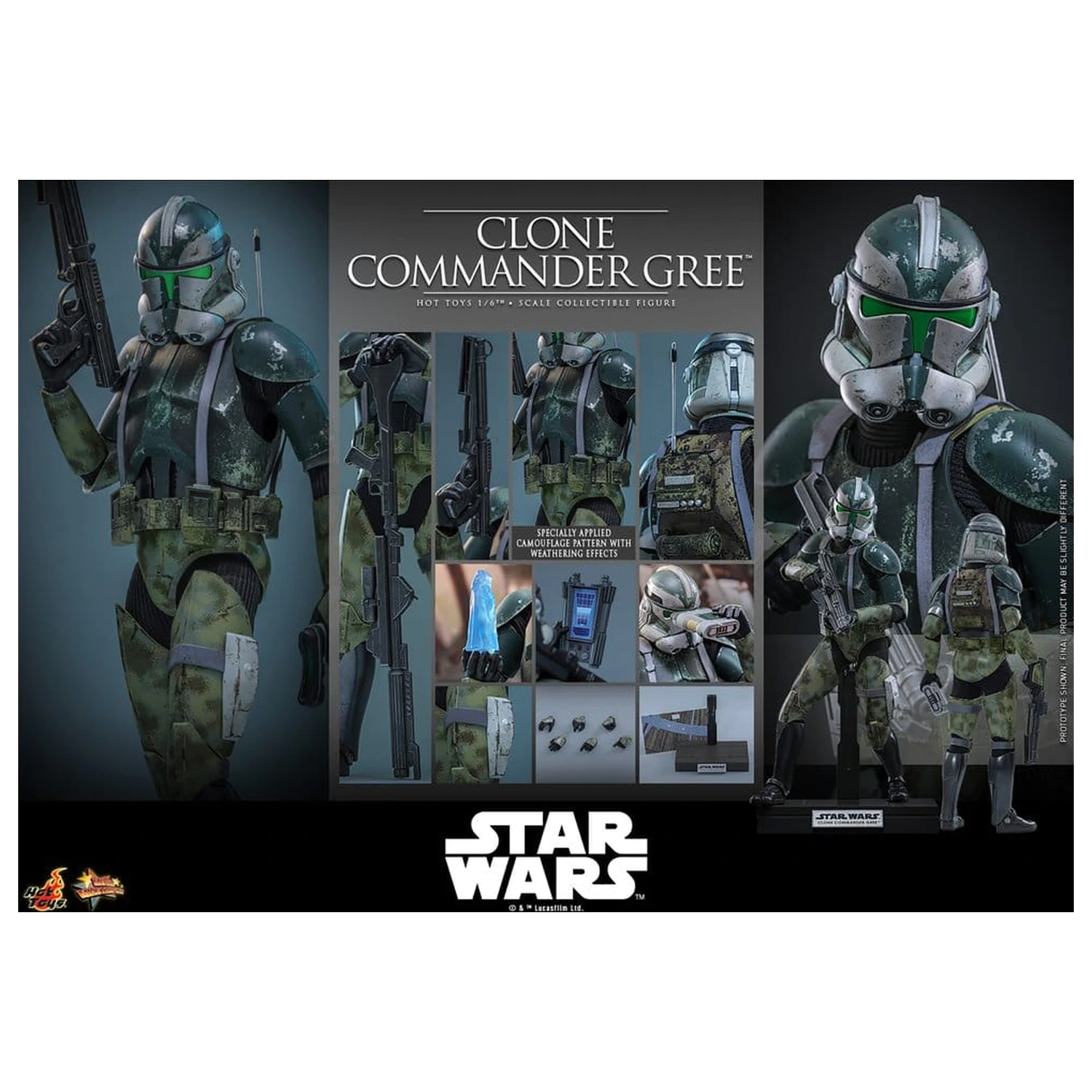 Star Wars Movie Masterpiece Figurina de actiune 1/6 Clone Commander Gree 30 cm poza produsului