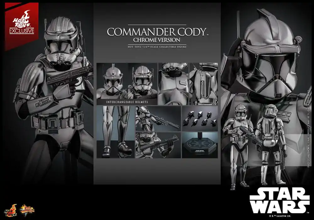 Star Wars Movie Masterpiece Figurina de acțiune 1/6 Commander Cody (Chrome Version) Hot Toys Exclusive 30 cm poza produsului