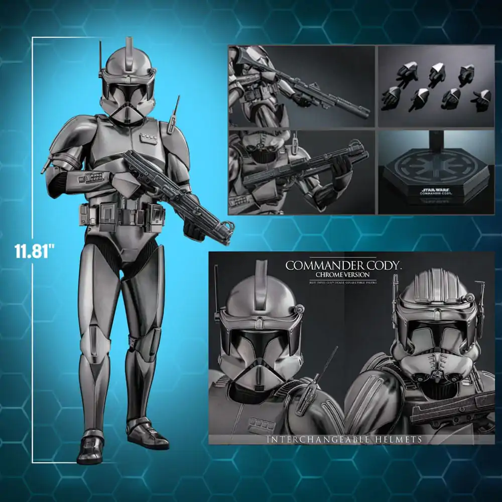 Star Wars Movie Masterpiece Figurina de acțiune 1/6 Commander Cody (Chrome Version) Hot Toys Exclusive 30 cm poza produsului
