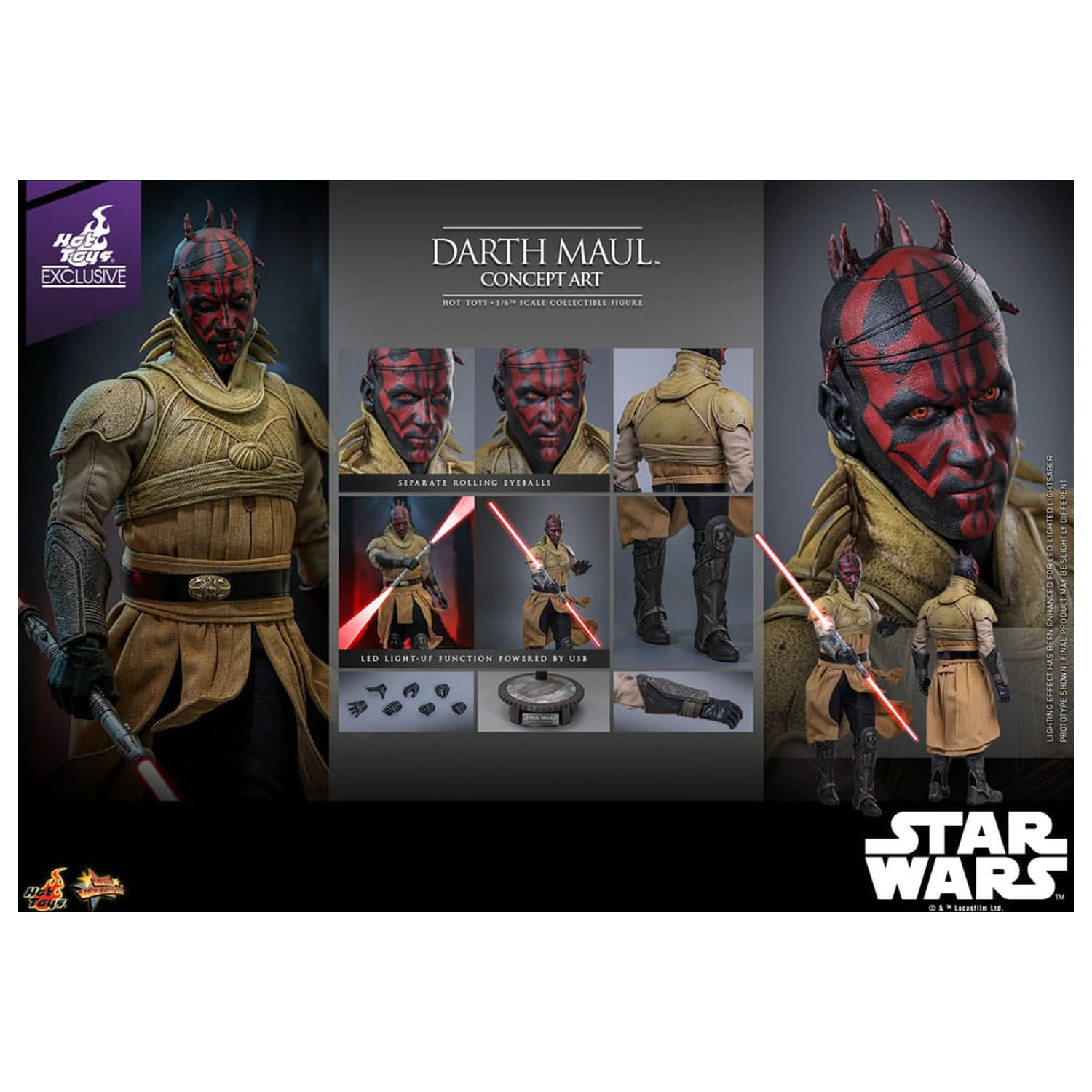 Star Wars Movie Masterpiece Figurina de actiune 1/6 Darth Maul (Concept Art) Hot Toys Exclusiv 35 cm poza produsului