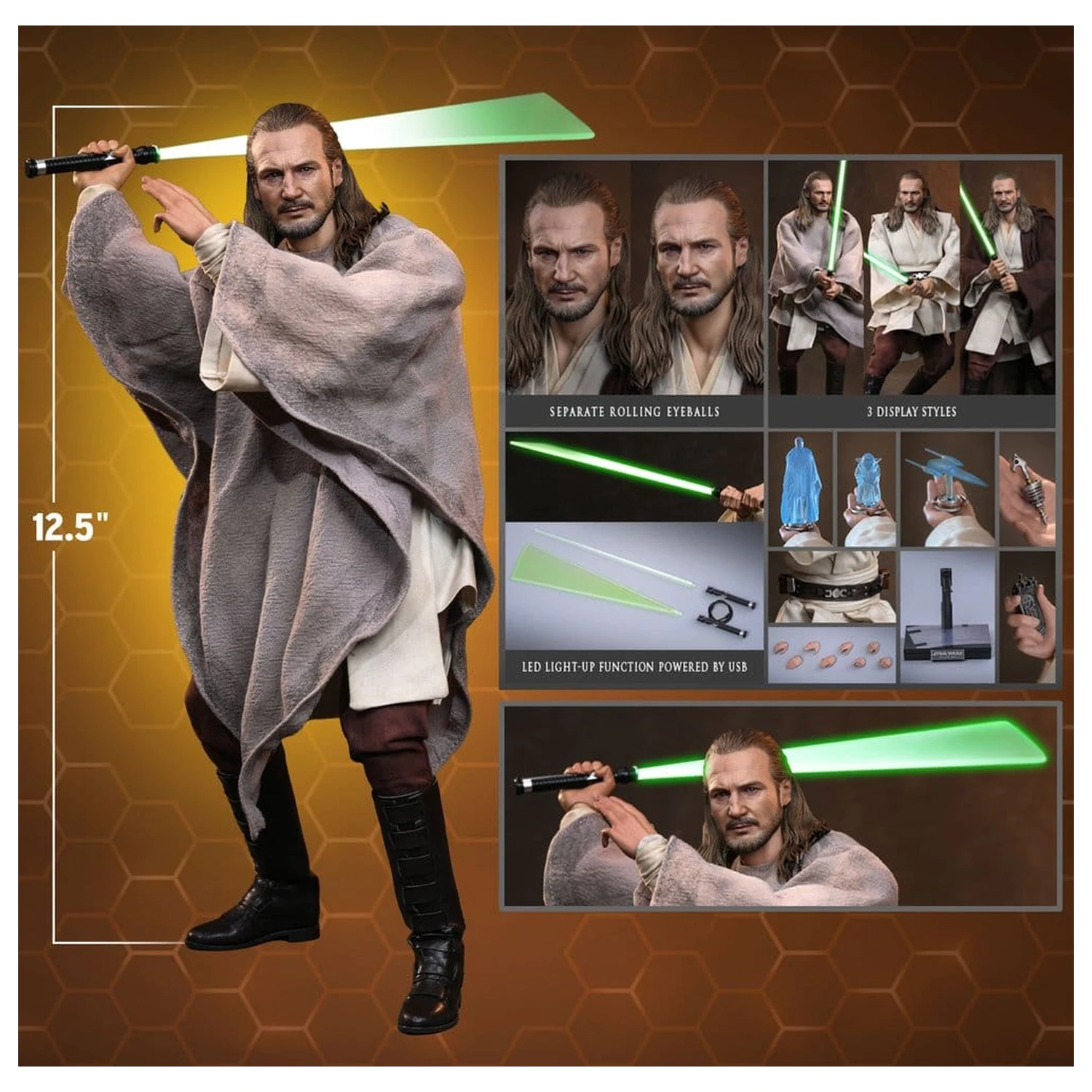 Star Wars Movie Masterpiece Action Figure 1/6 Qui-Gon Jinn (Collector Edition) 32 cm poza produsului