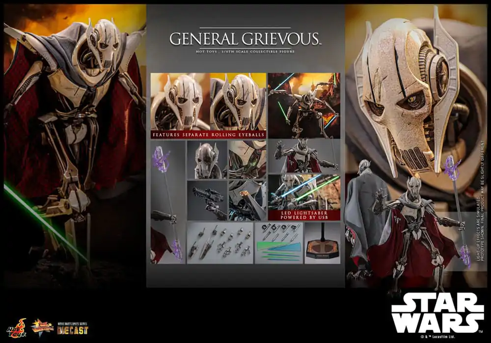 Figurină de acțiune metalică de colecție Star Wars Movie Masterpiece 1/6 General Grievous 42 cm poza produsului