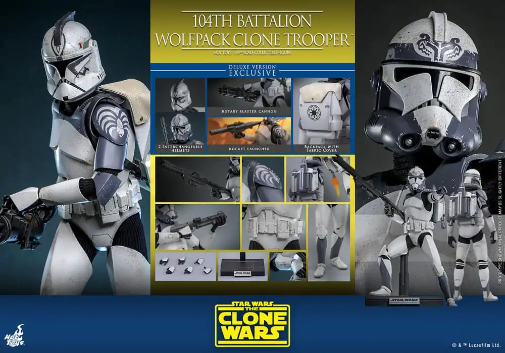 Star Wars The Clone Wars Figurina Acțiune 1/6 Batalionul 104 Wolfpack Clone Trooper Versiune Deluxe 30 cm poza produsului