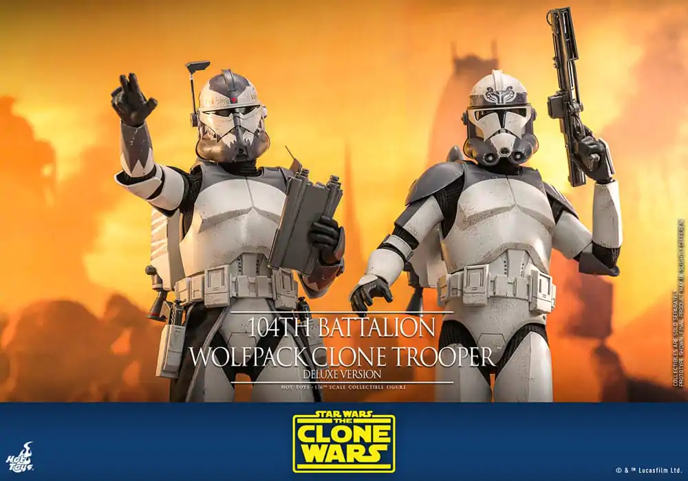 Star Wars The Clone Wars Figurina Acțiune 1/6 Batalionul 104 Wolfpack Clone Trooper Versiune Deluxe 30 cm poza produsului