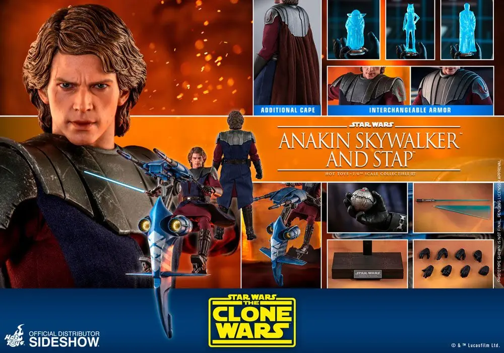 Star Wars The Clone Wars figurină de acțiune 1/6 Anakin Skywalker & STAP 31 cm poza produsului