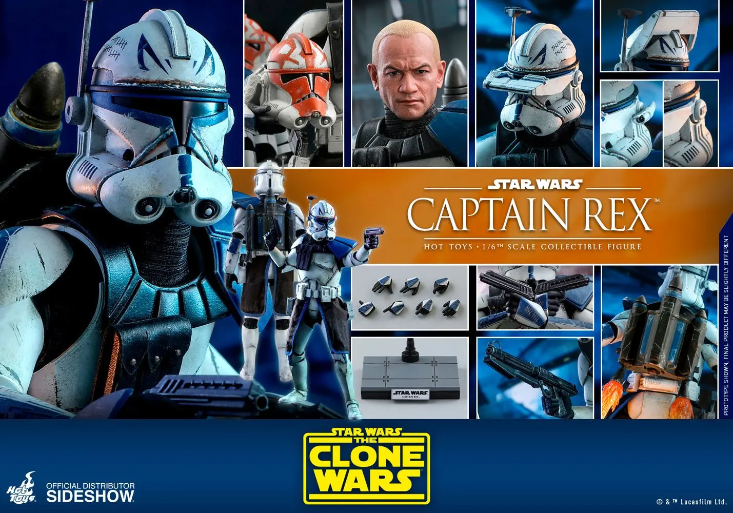 Star Wars The Clone Wars Figurina de acțiune 1/6 Captain Rex 30 cm poza produsului