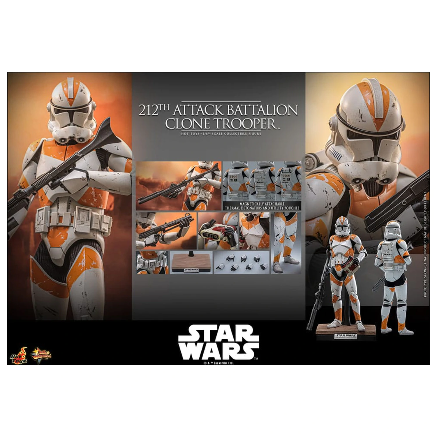 Star Wars: The Clone Wars figurina de actiune 1/6 212th Attack Battalion Clone Trooper 30 cm poza produsului