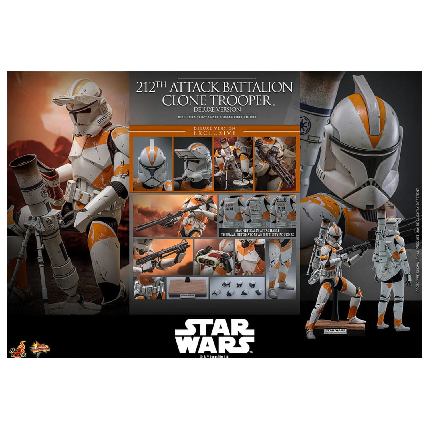 Star Wars: The Clone Wars figurina de acțiune 1/6 212th Attack Battalion Clone Trooper Versiune Deluxe 30 cm poza produsului