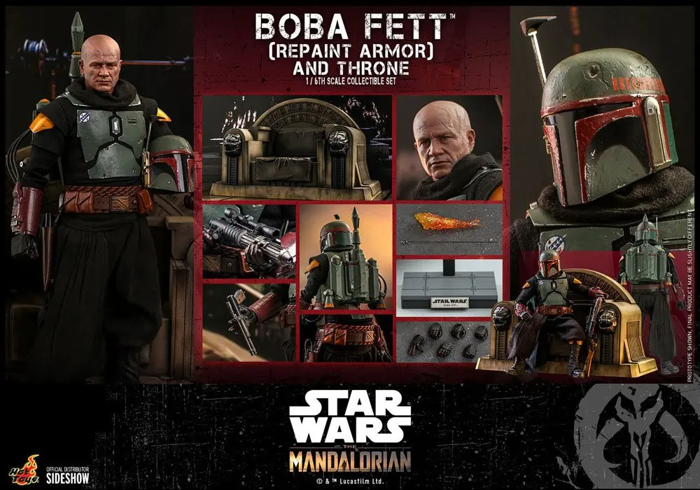 Star Wars The Mandalorian Figurina de acțiune 1/6 Boba Fett (Repaint Armor) și Tron 30 cm poza produsului