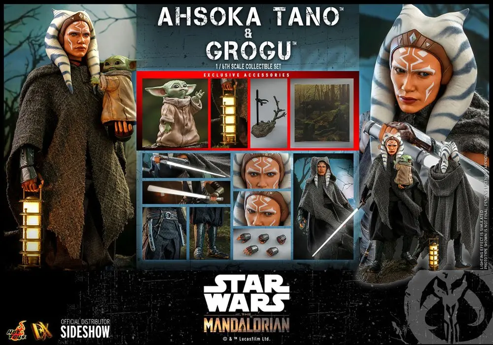 Star Wars The Mandalorian Figurina de acțiune Set de 2 1/6 Ahsoka Tano & Grogu 29 cm poza produsului