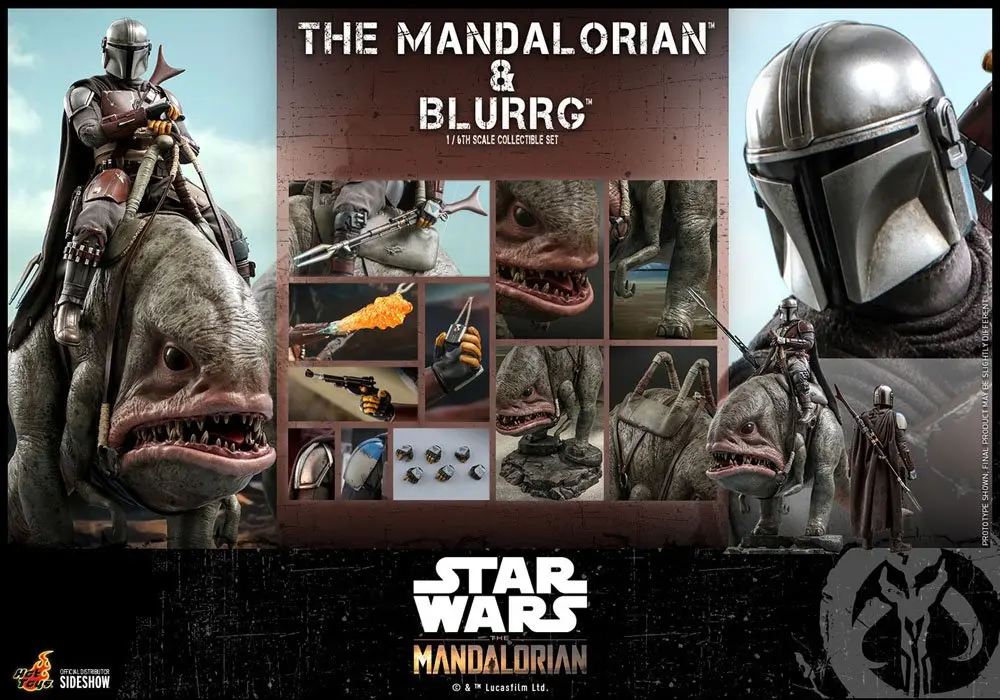 Star Wars The Mandalorian figurina de acțiune set de 2 bucati 1/6 The Mandalorian & Blurrg 37 cm poza produsului