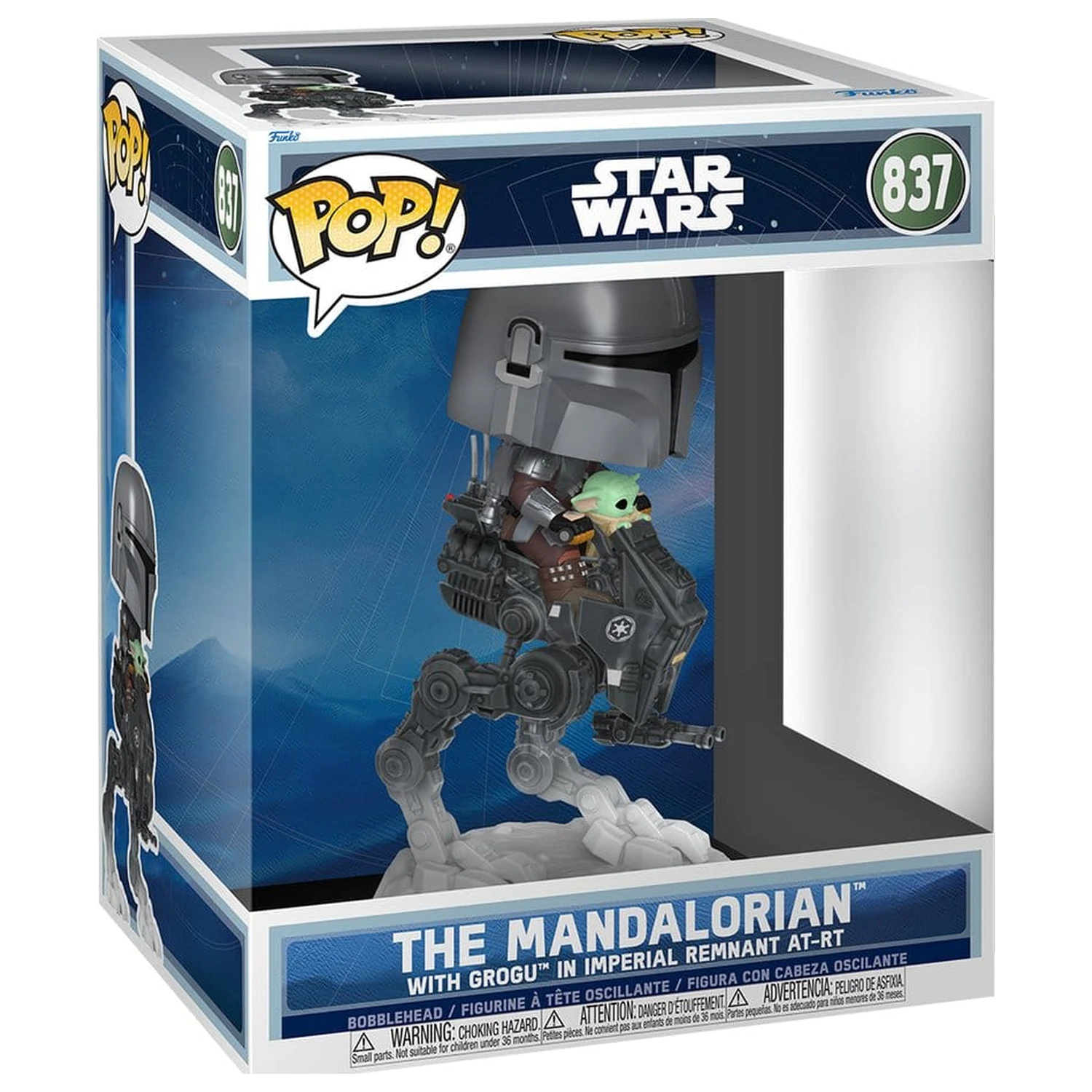 Star Wars: The Mandalorian and Grogu Funko POP! Rides Deluxe Vinil Bobblehead Figura The Mandalorian cu Grogu în Imperial Remnant AT-RT poza produsului