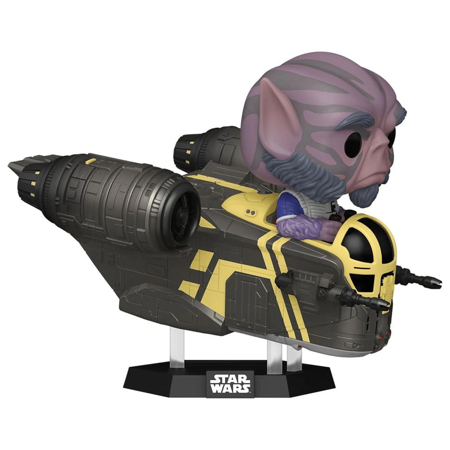 Star Wars: The Mandalorian and Grogu Funko POP! Rides Deluxe Vinyl Bobblehead Figura Zeb Orrelios in the Razor Crest poza produsului