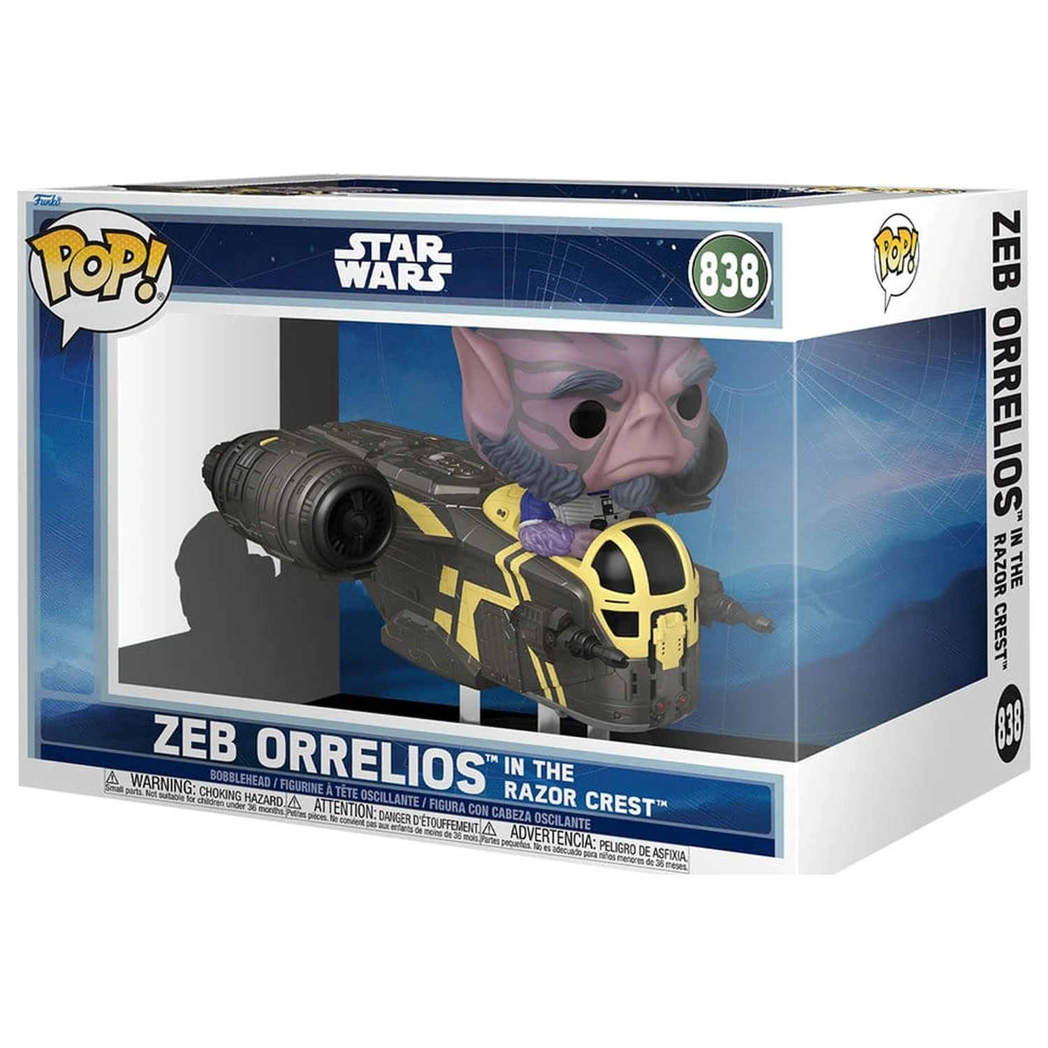 Star Wars: The Mandalorian and Grogu Funko POP! Rides Deluxe Vinyl Bobblehead Figura Zeb Orrelios in the Razor Crest poza produsului