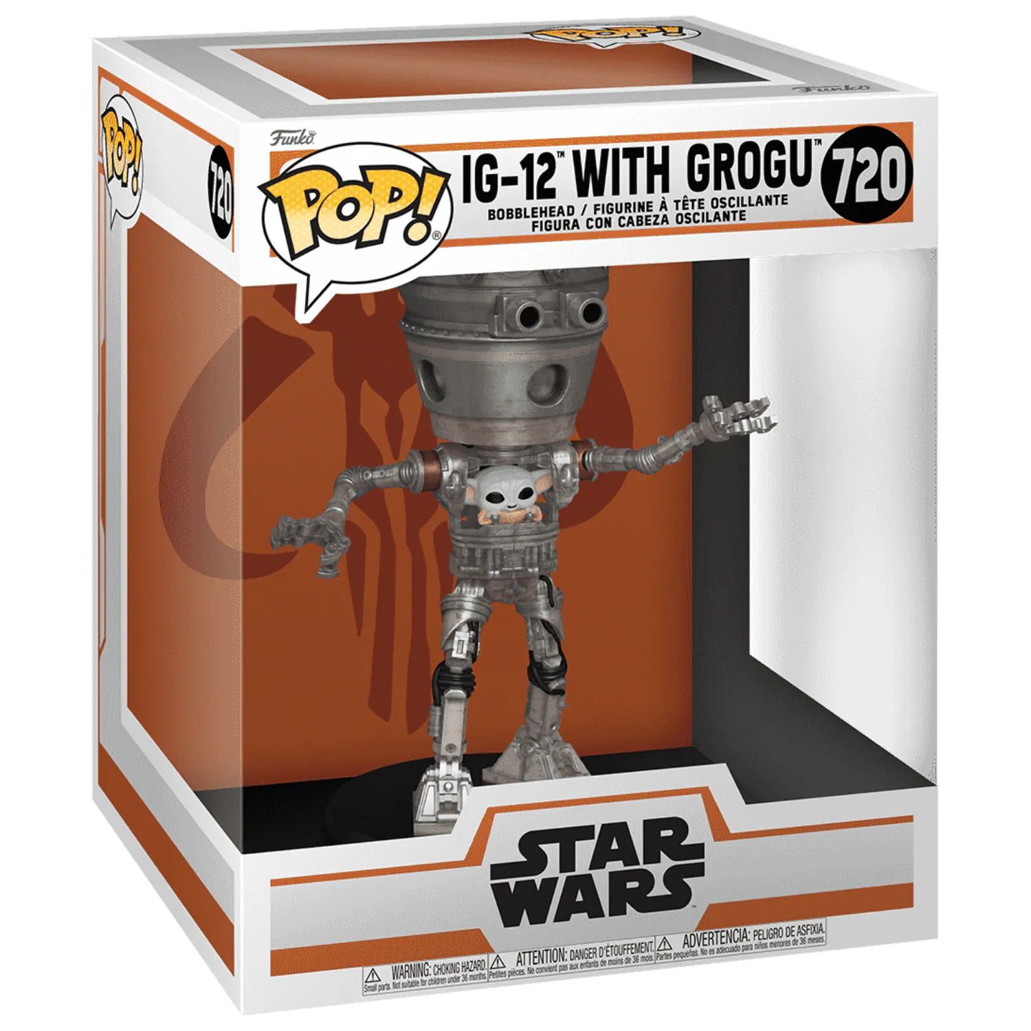 Star Wars: The Mandalorian Funko POP! Deluxe Figurina Vinil tip Bobblehead IG-12 cu Grogu 17 cm poza produsului