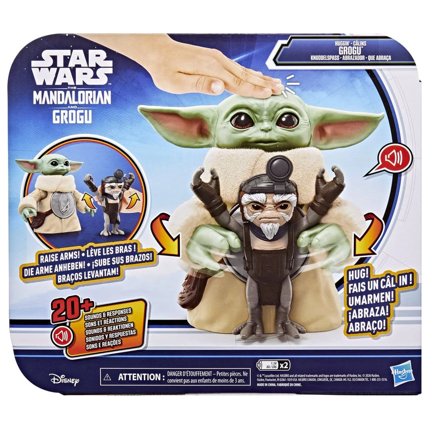 Star Wars: The Mandalorian & Grogu Figurina electronica de actiune Huggin' Grogu & Anzellan 17 cm poza produsului