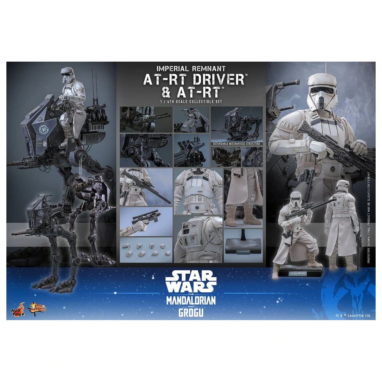 Star Wars: The Mandalorian & Grogu Movie Masterpiece set figurina de acțiune 1/6 Imperial Remnant AT-RT Driver & AT-RT 60 cm poza produsului