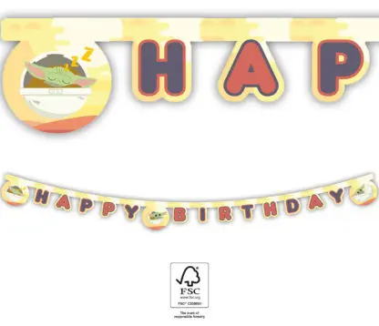 Star Wars The Mandalorian Happy Birthday Banner FSC 2 m poza produsului