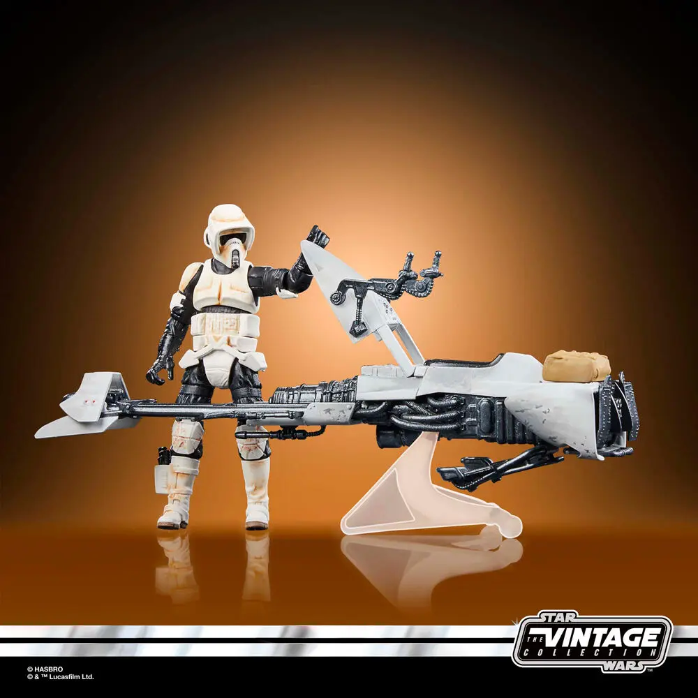 Star Wars: The Mandalorian Vintage Collection Vehicul cu Figurine Motocicletă Speeder cu Scout Trooper & Grogu poza produsului