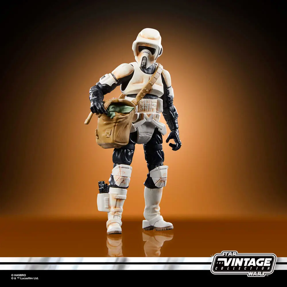 Star Wars: The Mandalorian Vintage Collection Vehicul cu Figurine Motocicletă Speeder cu Scout Trooper & Grogu poza produsului