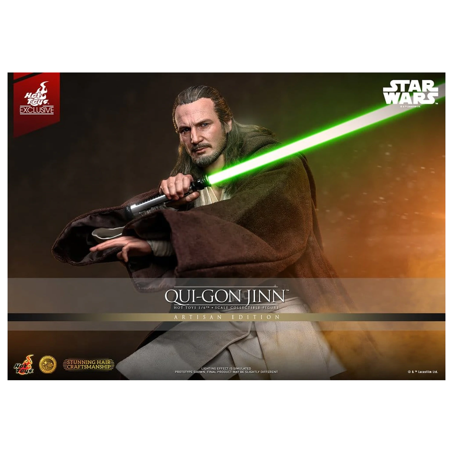 Star Wars: The Phantom Menace Movie Masterpiece Figurina de actiune 1/6 Qui-Gon Jinn (Artisan Edition) Hot Toys Exclusive 32 cm poza produsului
