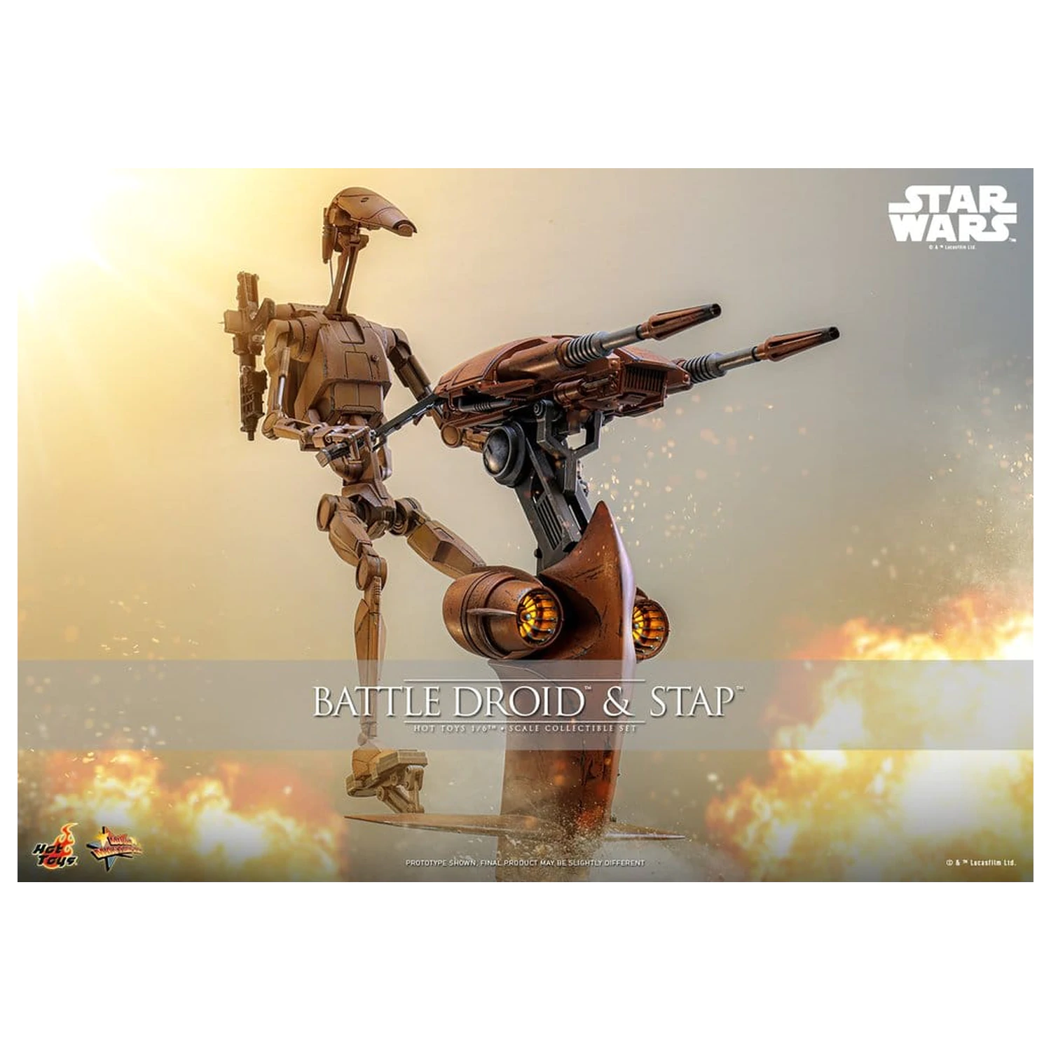 Star Wars: The Phantom Menace Movie Masterpiece Set de figurine de acțiune 1/6 Battle Droid si STAP 32 cm poza produsului