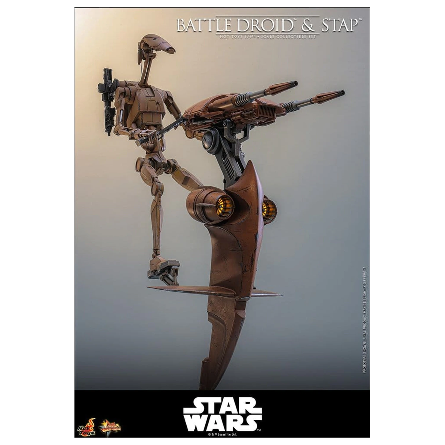 Star Wars: The Phantom Menace Movie Masterpiece Set de figurine de acțiune 1/6 Battle Droid si STAP 32 cm poza produsului