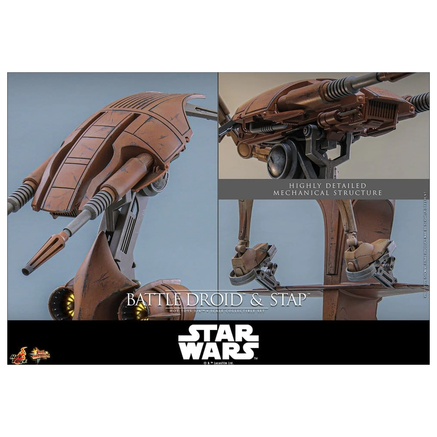 Star Wars: The Phantom Menace Movie Masterpiece Set de figurine de acțiune 1/6 Battle Droid si STAP 32 cm poza produsului