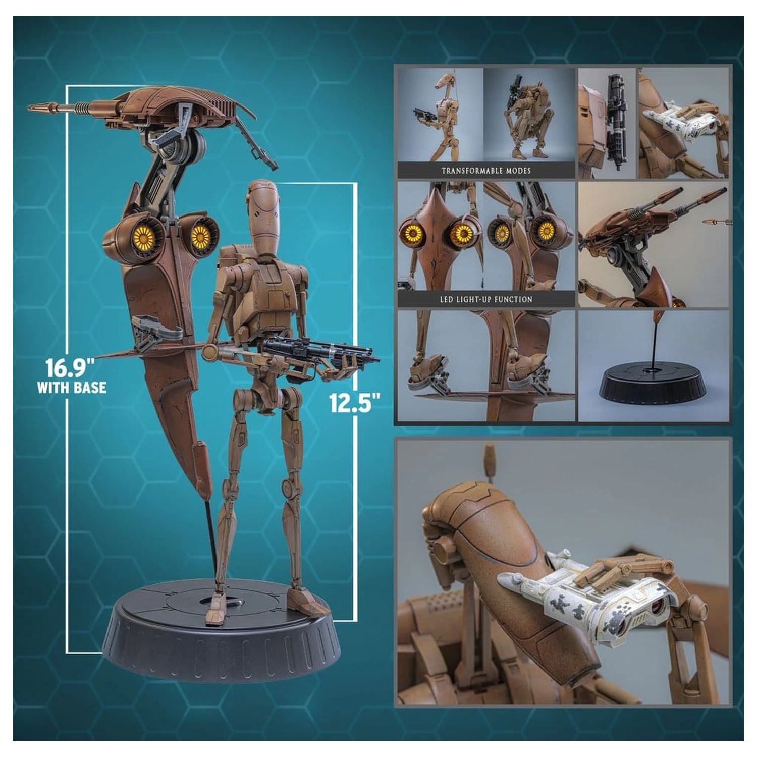 Star Wars: The Phantom Menace Movie Masterpiece Set de figurine de acțiune 1/6 Battle Droid si STAP 32 cm poza produsului