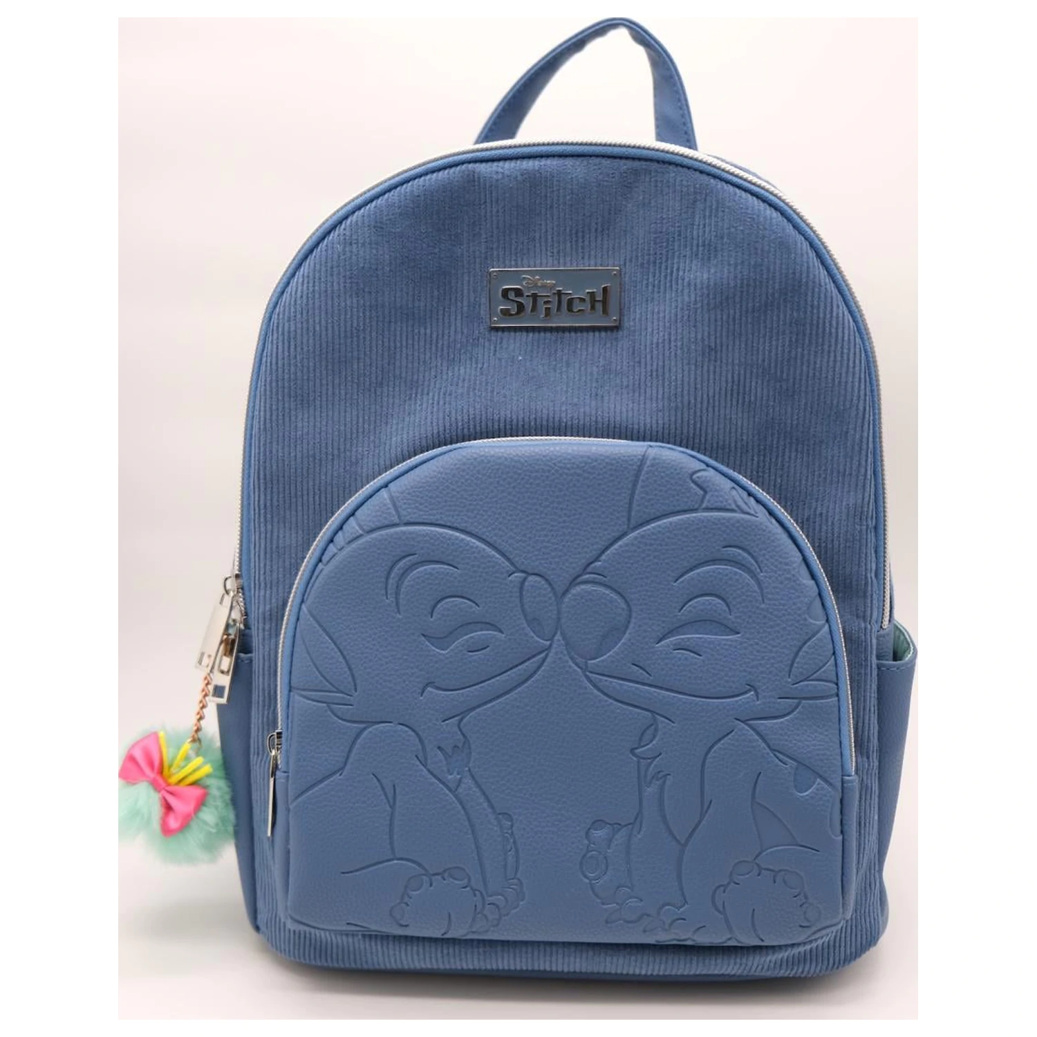 Stitch & Angel Fashion Duo Rucsac Albastru din Catifea Reiată poza produsului
