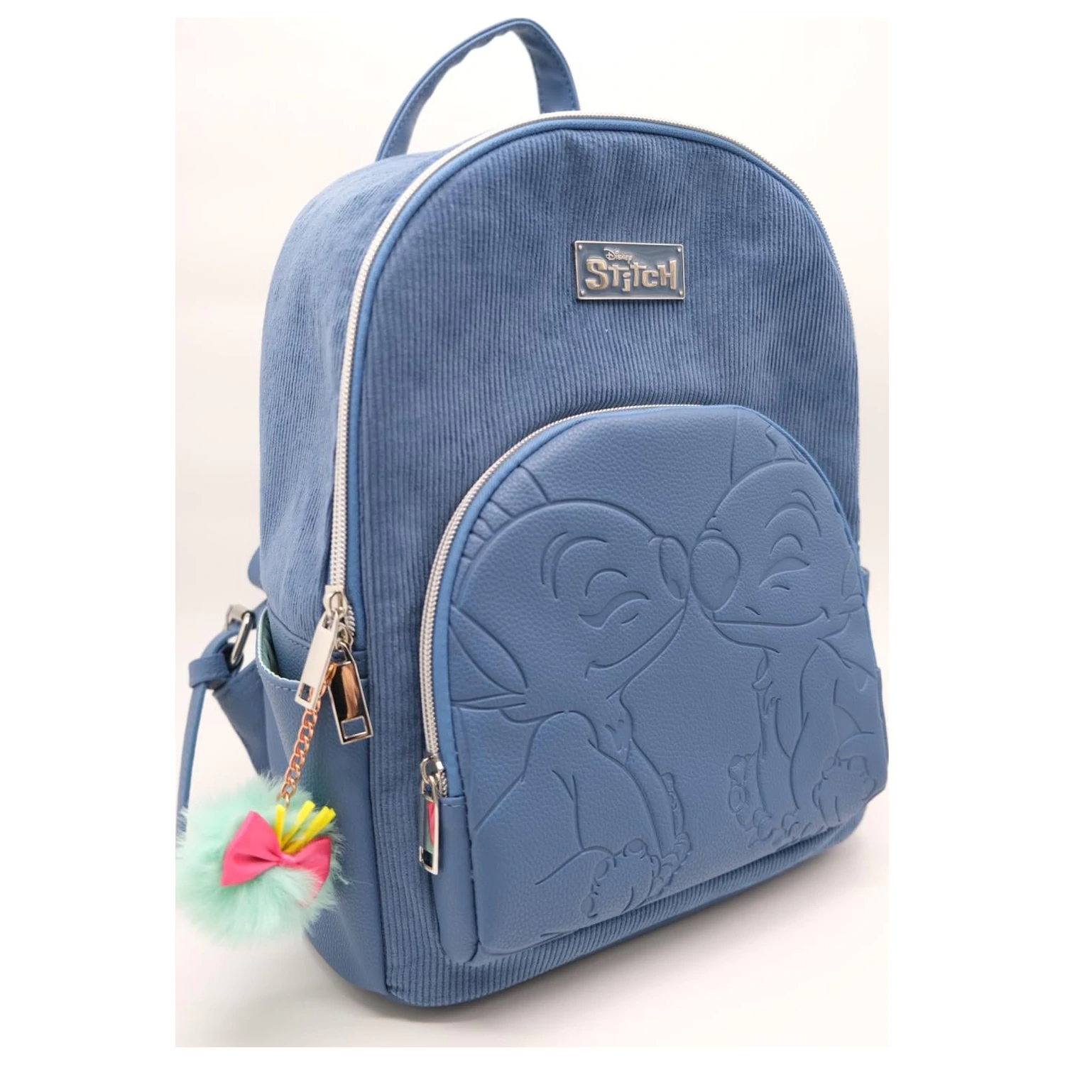 Stitch & Angel Fashion Duo Rucsac Albastru din Catifea Reiată poza produsului
