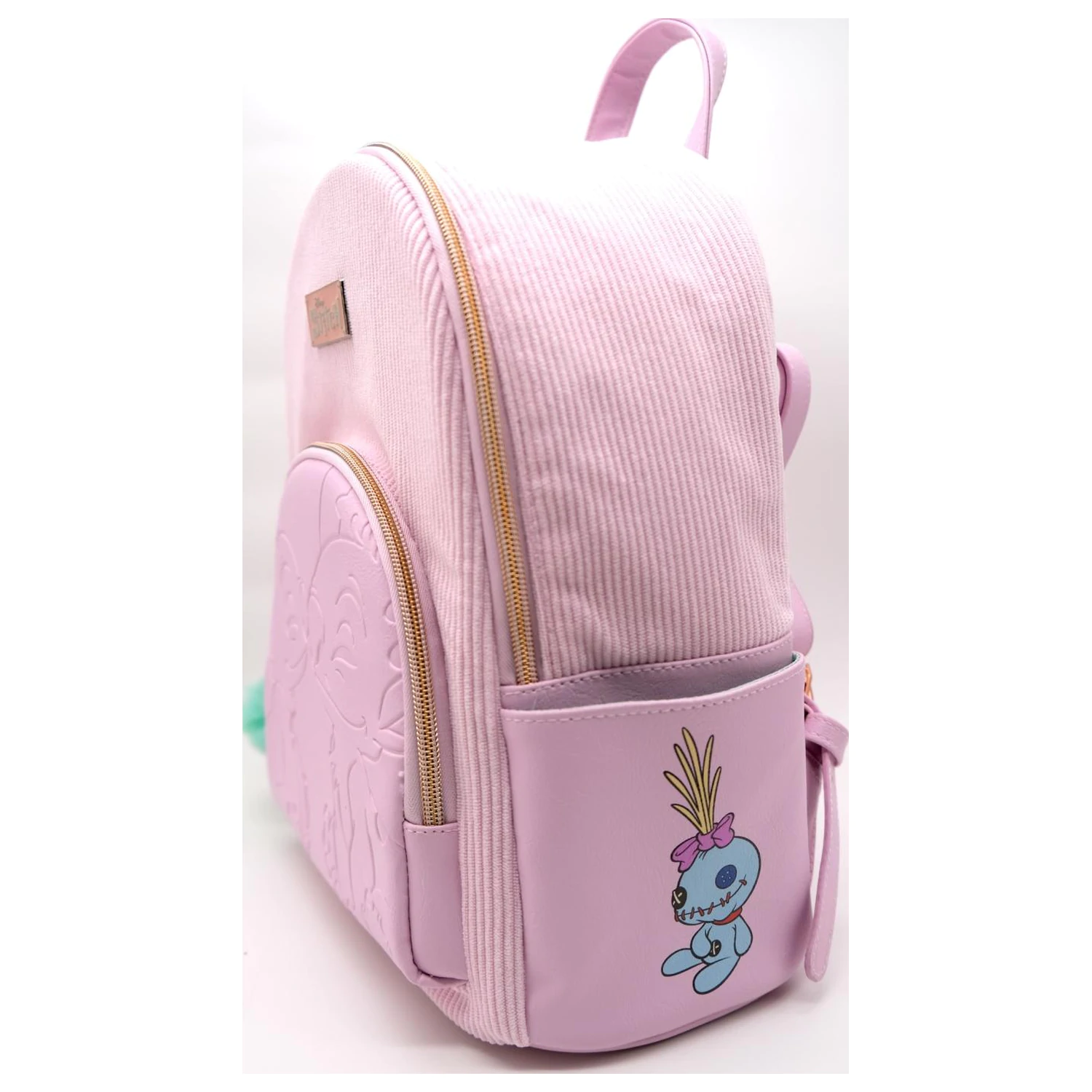 Rucsac Stitch & Angel Fashion Duo din catifea reiată roz 32x25x14cm poza produsului