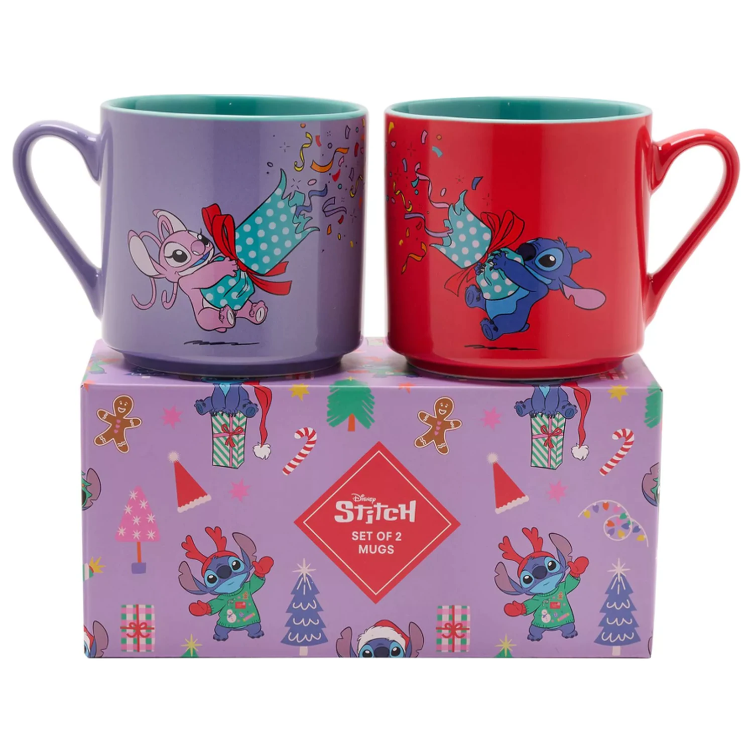 Stitch & Angel Merry Everything Set de 2 căni colorate poza produsului