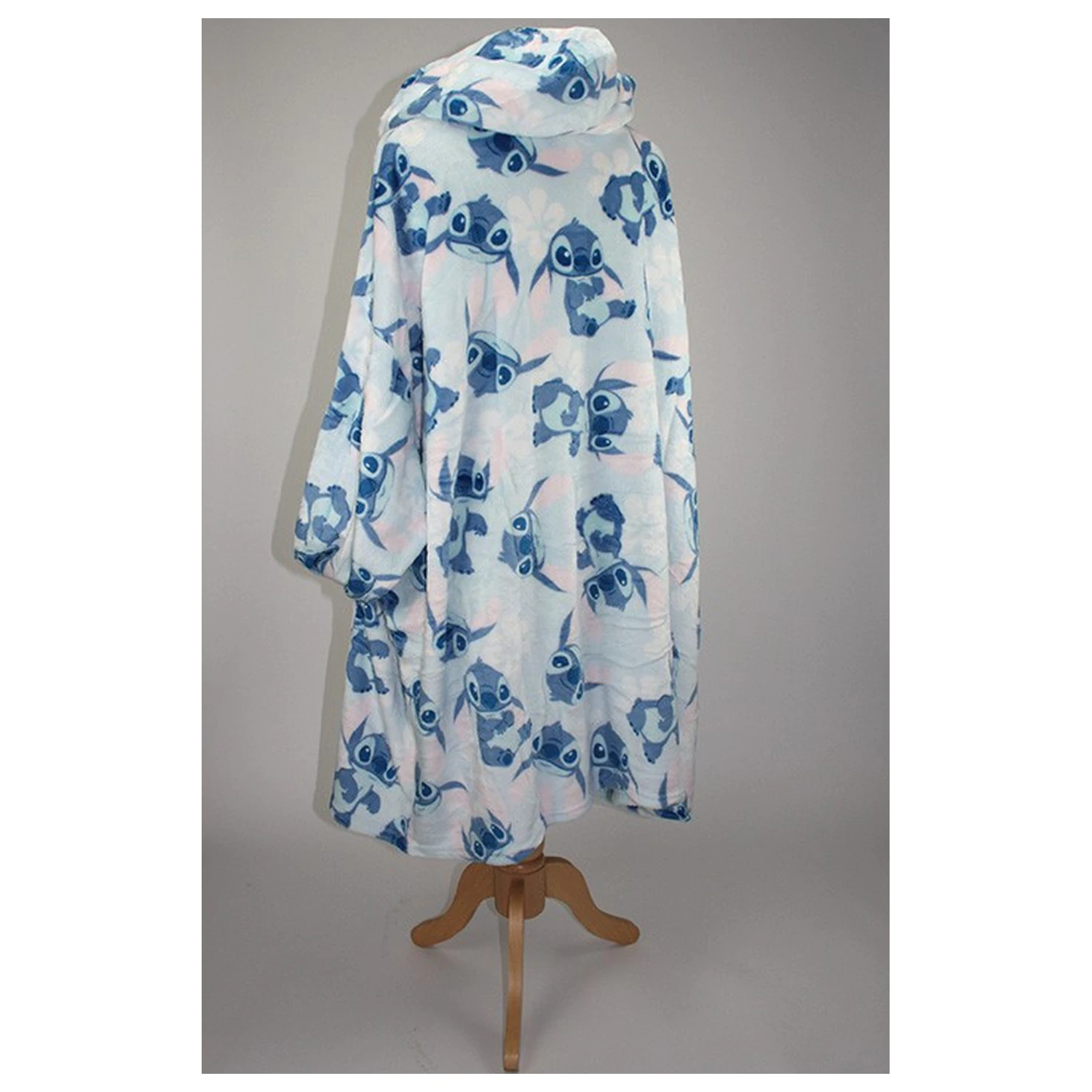 Stitch Blue Plush Fleece Pătura Portabilă Tip Poncho pentru 7-14 Ani poza produsului