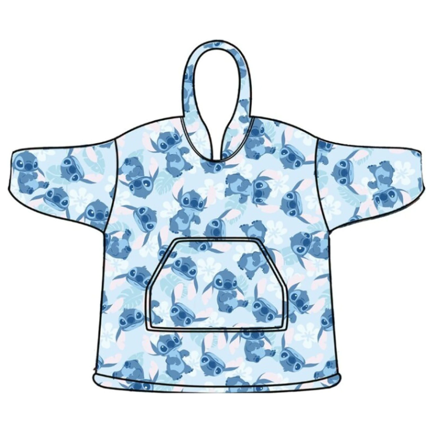 Lilo and Stitch Pătură fleece de pluș albastru pentru adulți, Poncho poza produsului