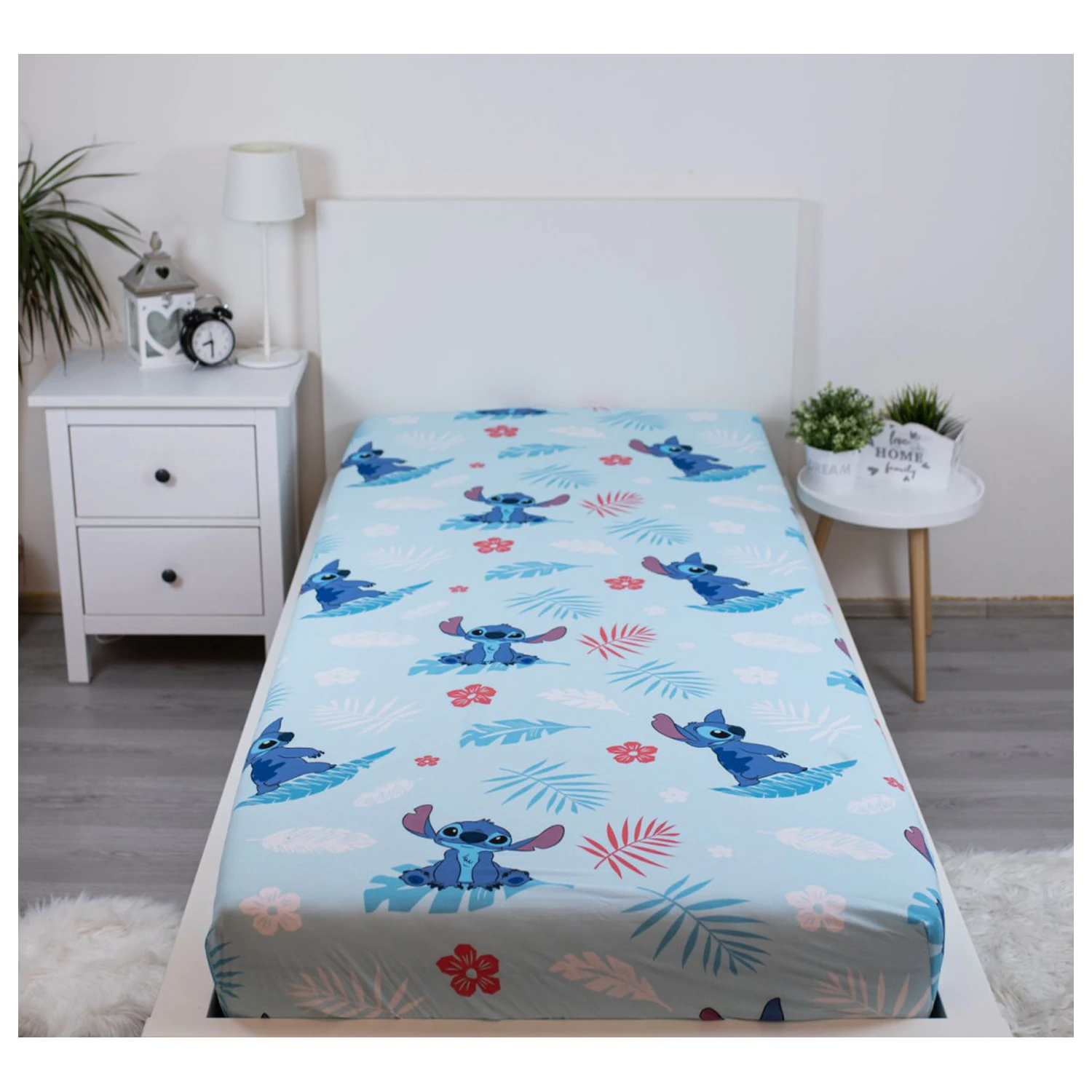 Stitch Blue Cearceaf cu elastic 90x200 cm poza produsului