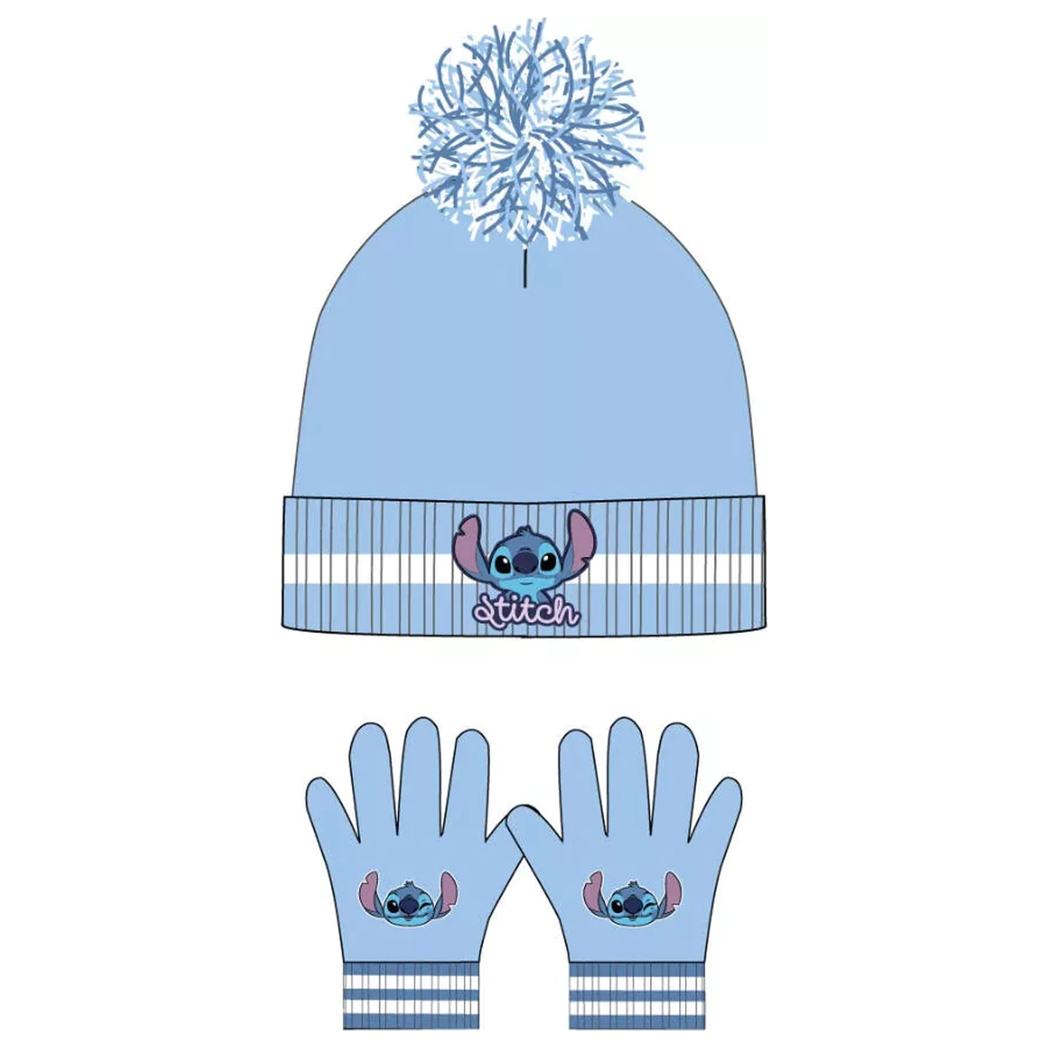 Stitch Blue Kids' Hat + Set Manusi poza produsului