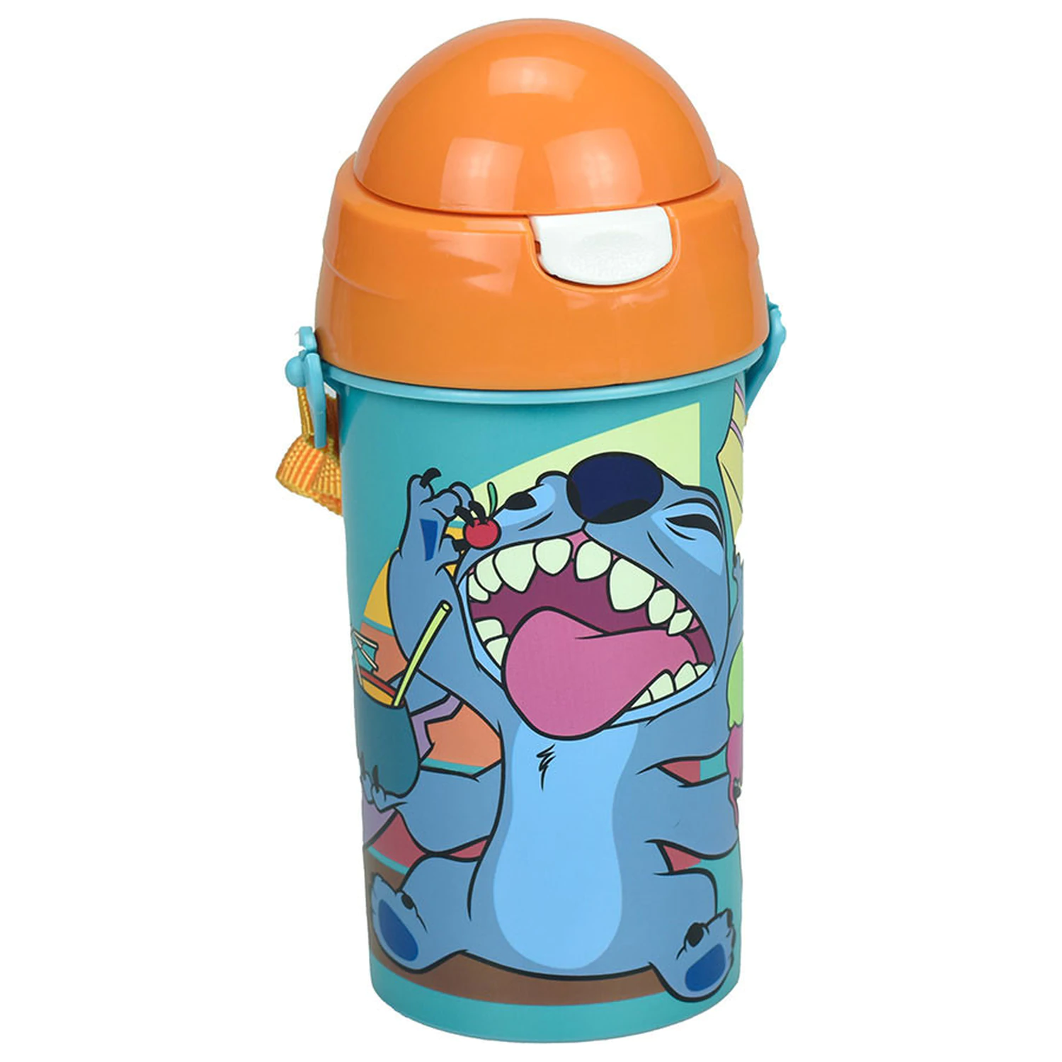 Stitch Cool sticla de apa din plastic cu pai si agatatoare 500 ml poza produsului