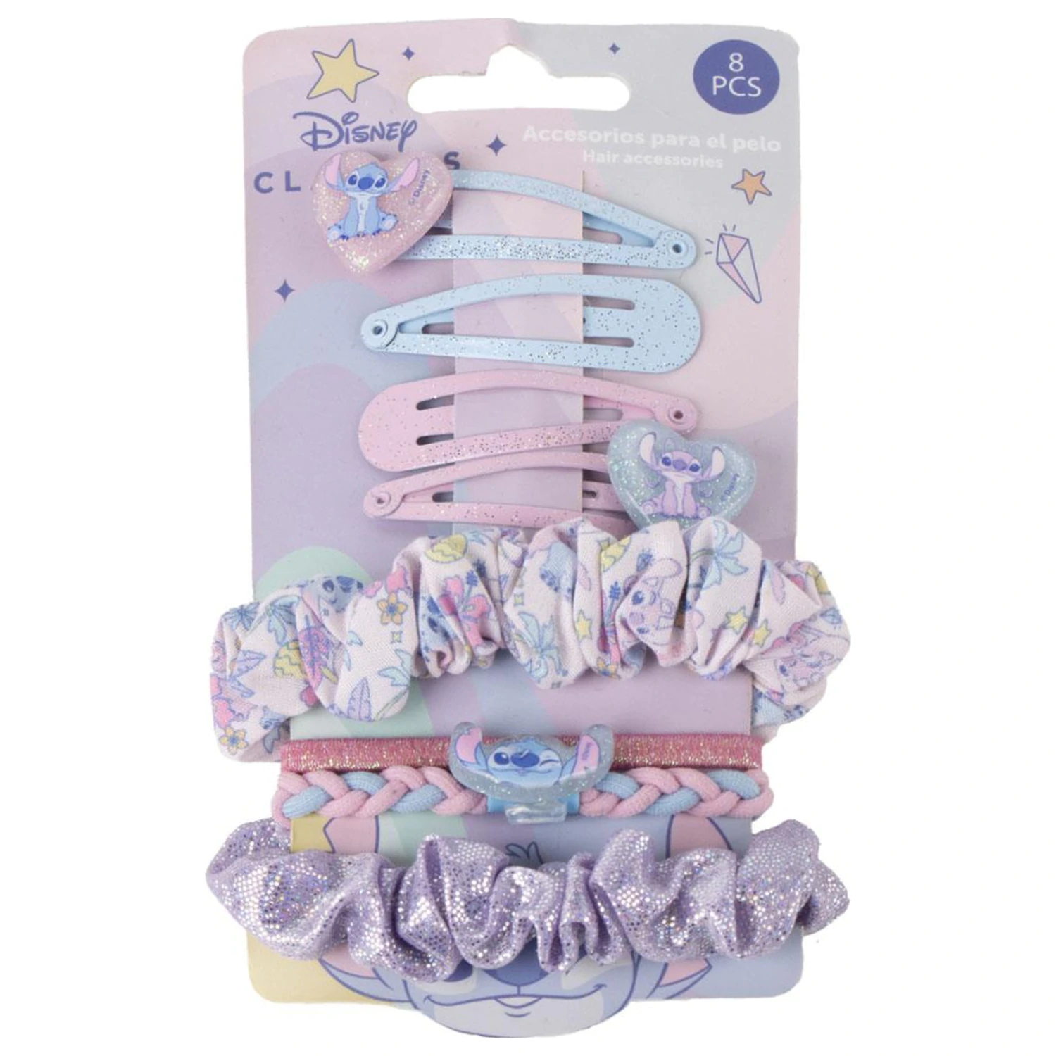 Stitch Cute Alien Agrafa de par si Set elastic de par, 8 piese poza produsului