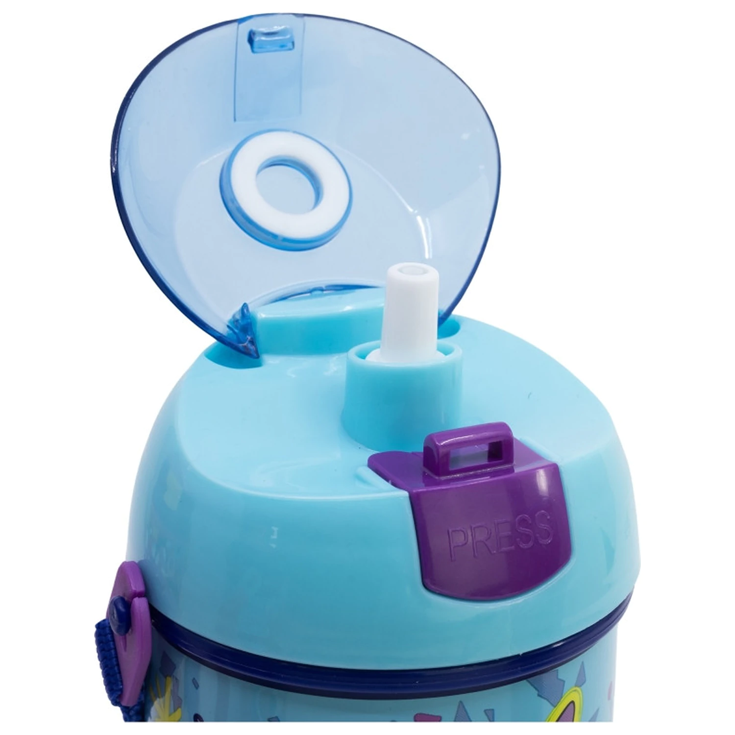 Stitch Dance Sticla de apa din plastic cu pai si agatatoare 450 ml poza produsului