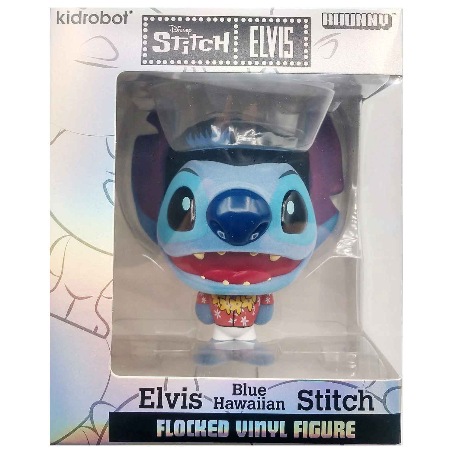 Stitch Elvis Blue Hawaiian Bhunny Flocked Vinyl Figurina de vinil flocat poza produsului