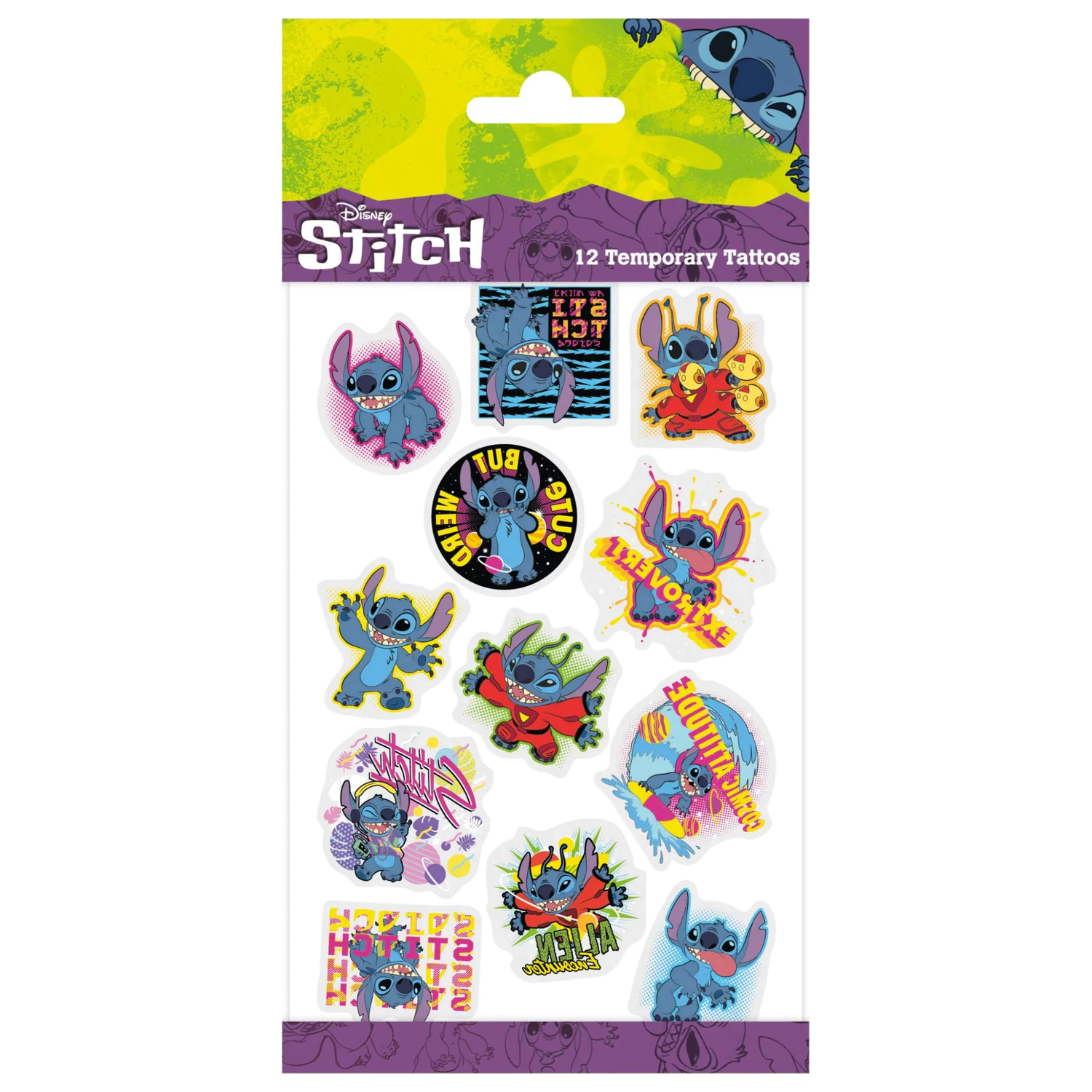 Stitch Extrovert Tatuaj temporar pachet de 12 bucati poza produsului