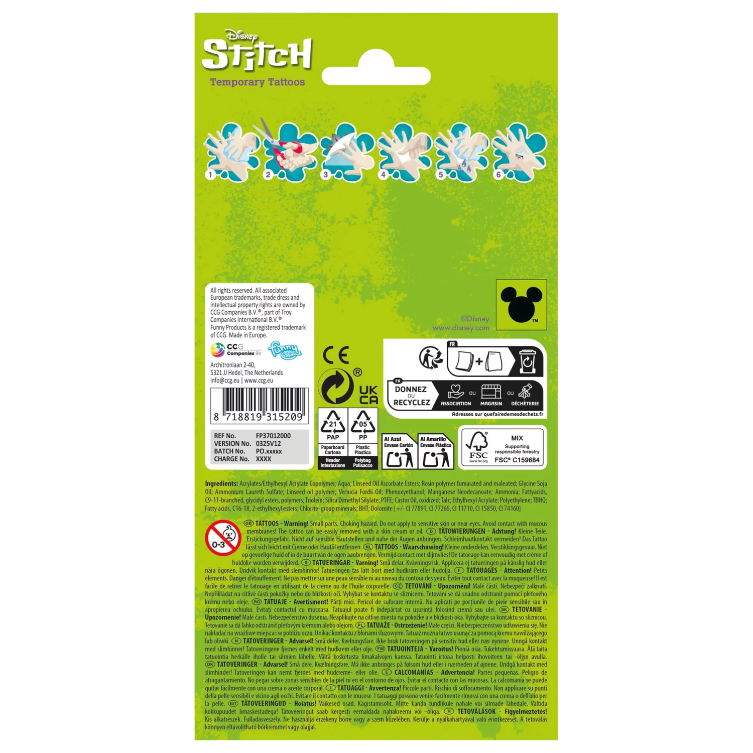 Stitch Extrovert Tatuaj temporar pachet de 12 bucati poza produsului