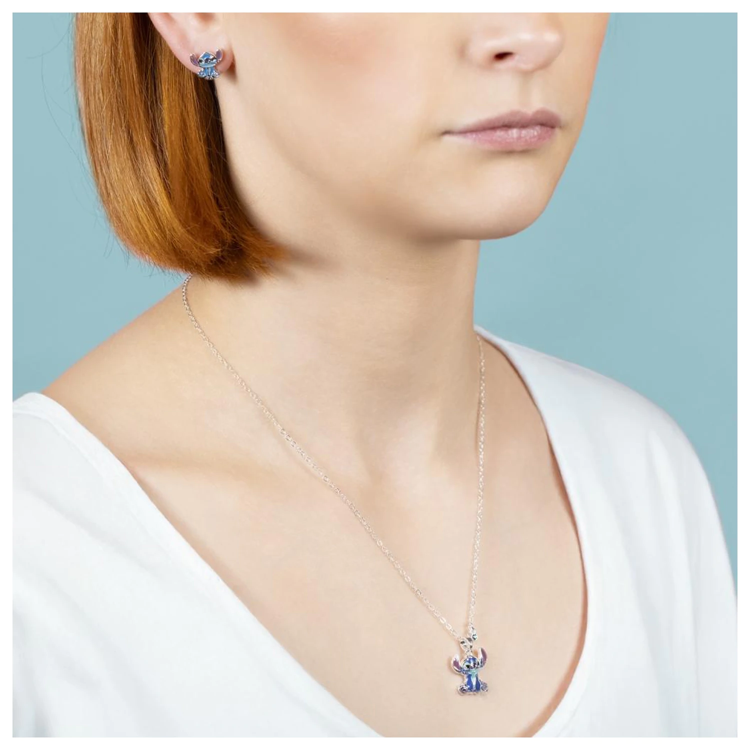 Stitch Cercei si Colier Set Alama Placata poza produsului