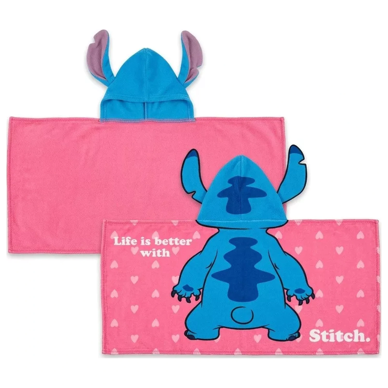 Paturica cu gluga Stitch Heart 80x120 cm poza produsului