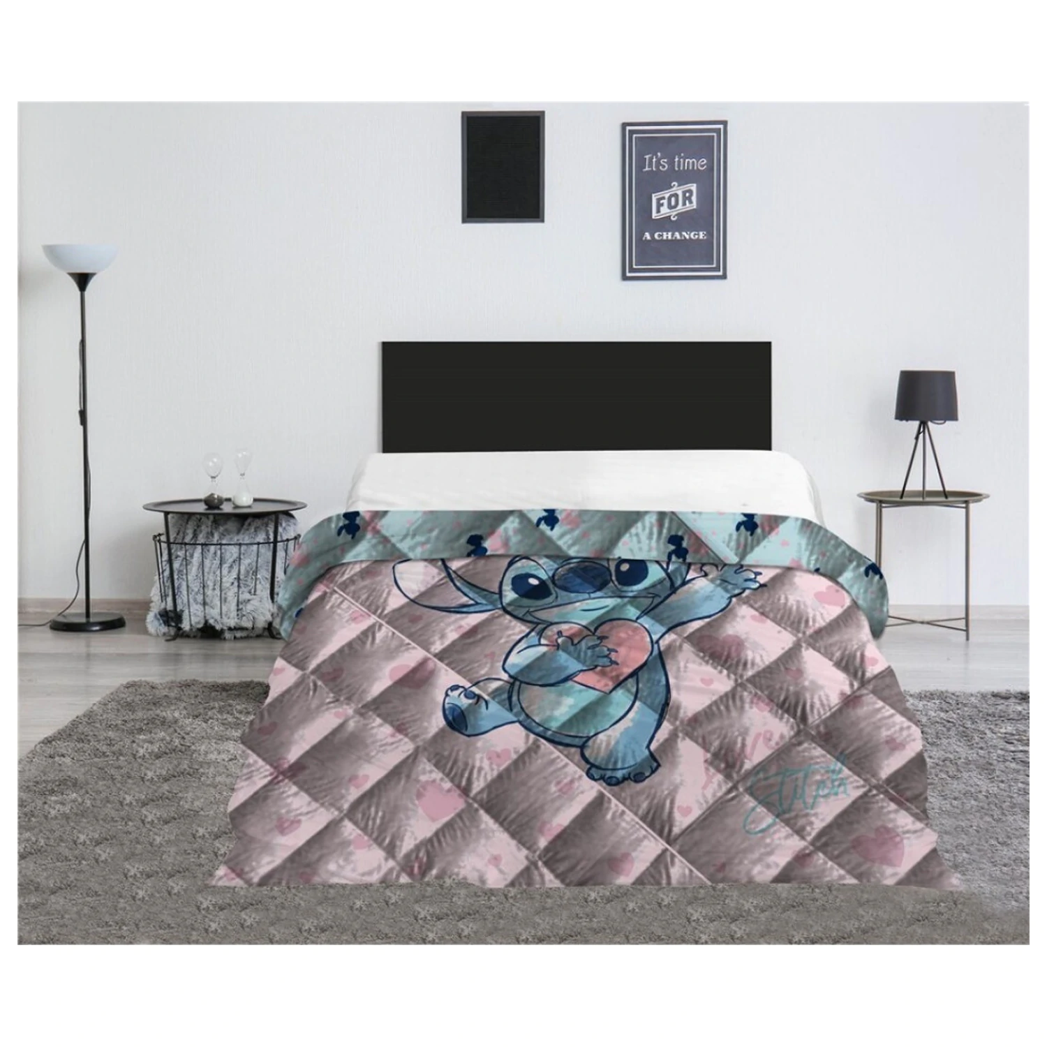 Stitch Heart Quilted Cuvertura de pat, Plapuma 240x220cm poza produsului