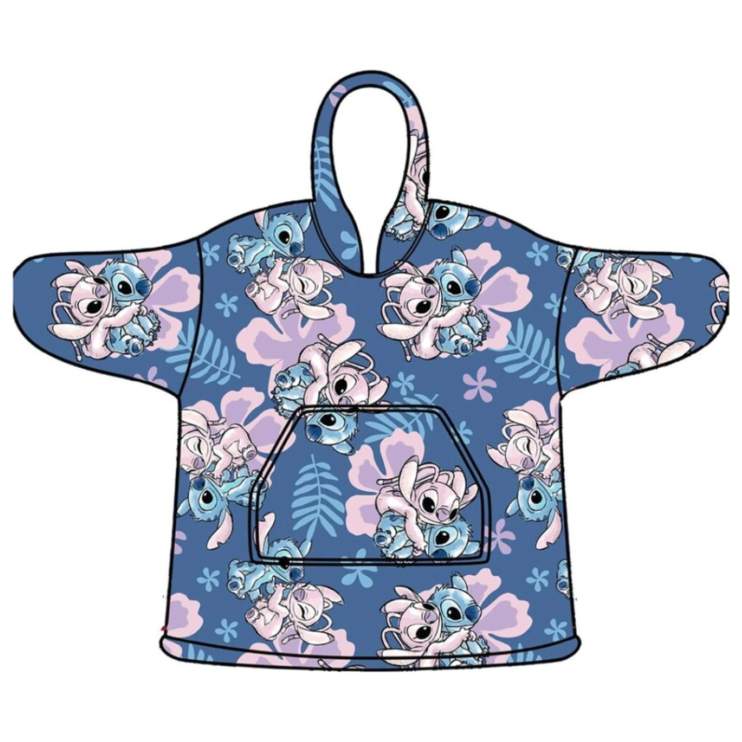 Stitch Hibiscus Slip-On Pătură din fleece pluș, Poncho 3-6 Ani poza produsului