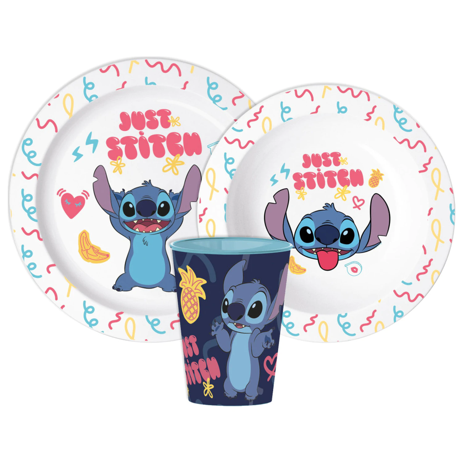 Stitch Just Dinnerware Set, Micro Plastic Set cu sticla poza produsului