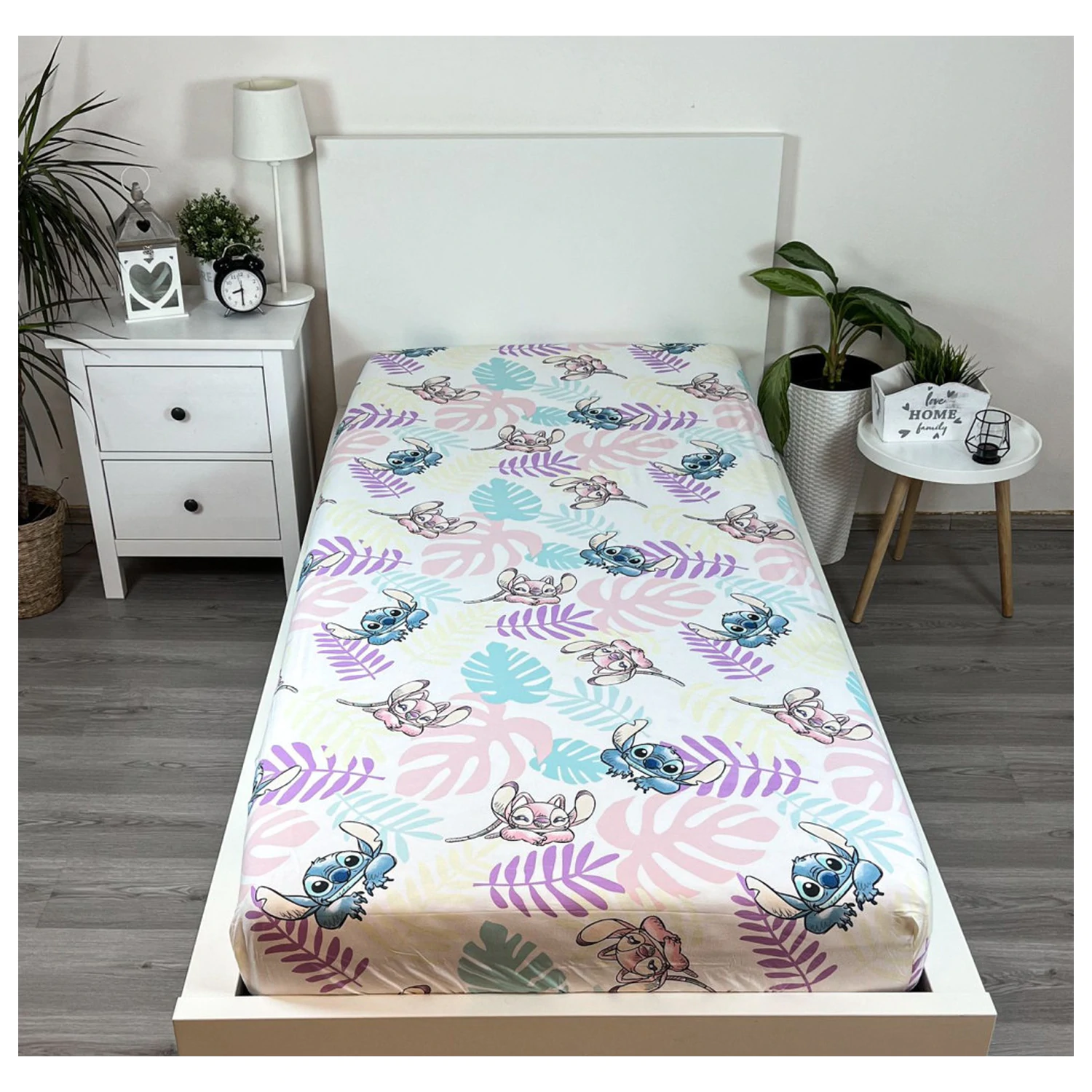 Stitch Leaves Cearceaf cu elastic 90x200 cm poza produsului