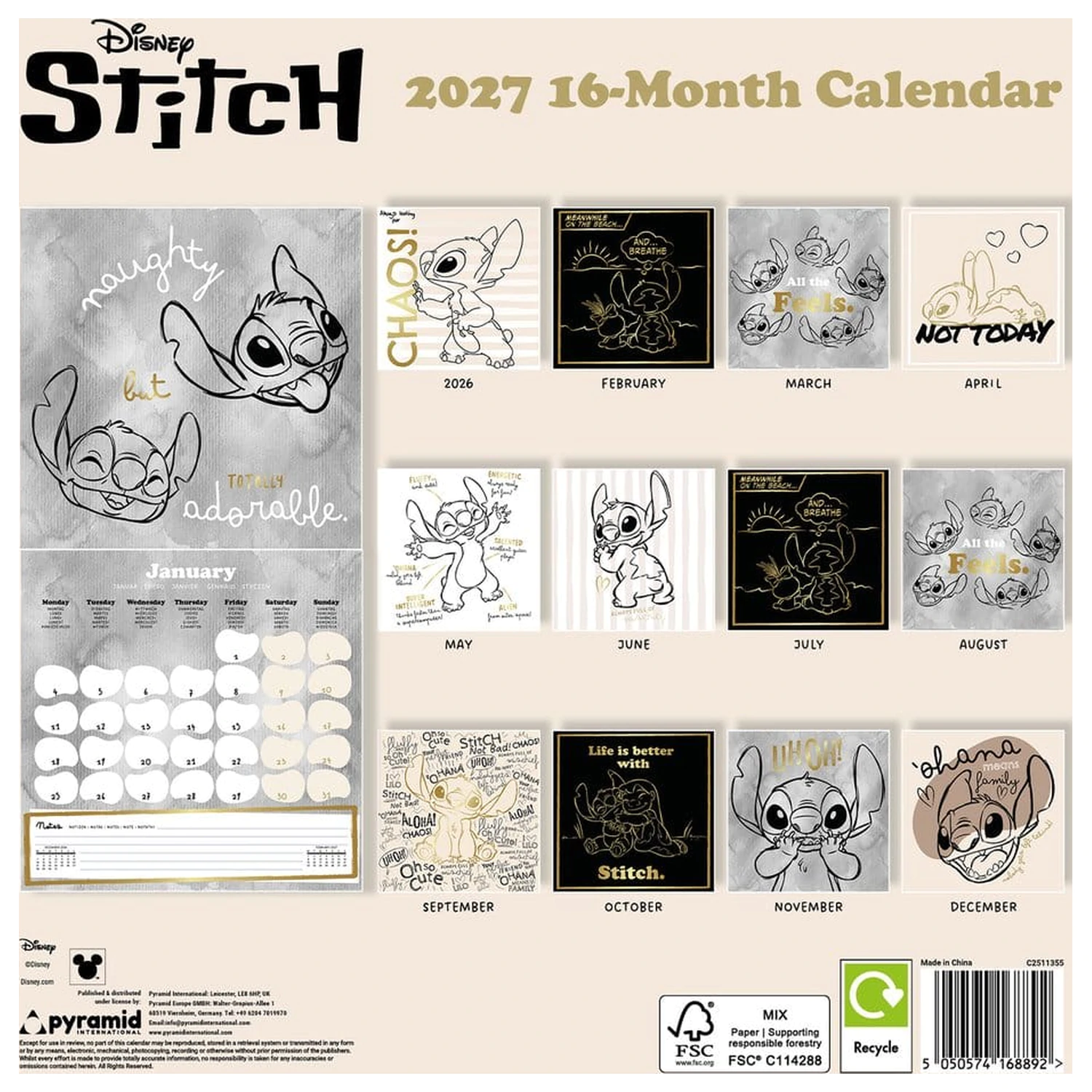 Stitch Calendar Life is Better with Stitch 2027 30 x 30 cm poza produsului